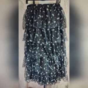 Black Tiered ruffle sparkles skirt of net lined.  NWT